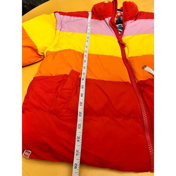Lego x Target Colorblock Red Sunset Striped 2-in-1 Puffer Jacket / Vest L NWOT - Picture 6 of 9